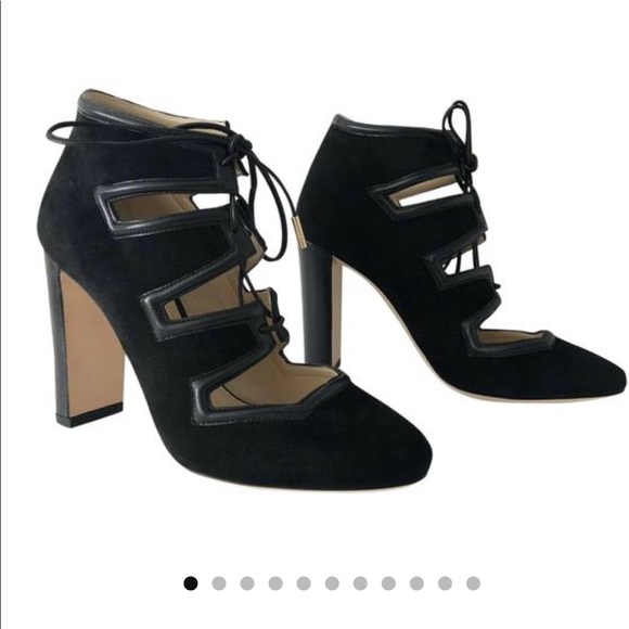 Jimmy Choo Seude and Leather Lace Up Bootie - Picture 1 of 7